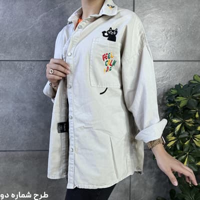 شومیز کتان کرمی گلدوزی شده — تصویر ۲