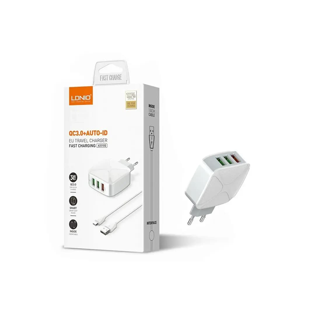 شارژر دیواری الدینیو مدل LDNIO A3310Q QC3.0 — تصویر ۲