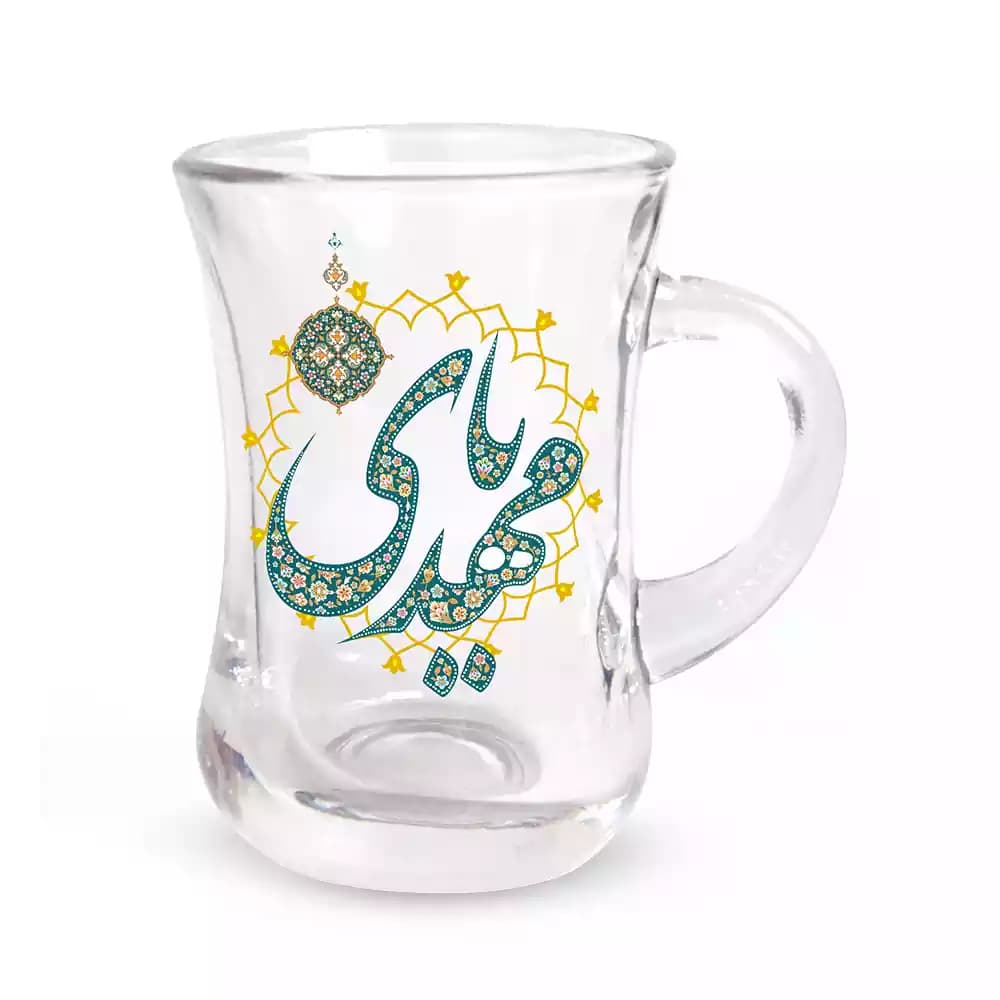 استکان کمرباریک نیمه شعبان دسته دار 6 عددی یا مهدی کد 1385