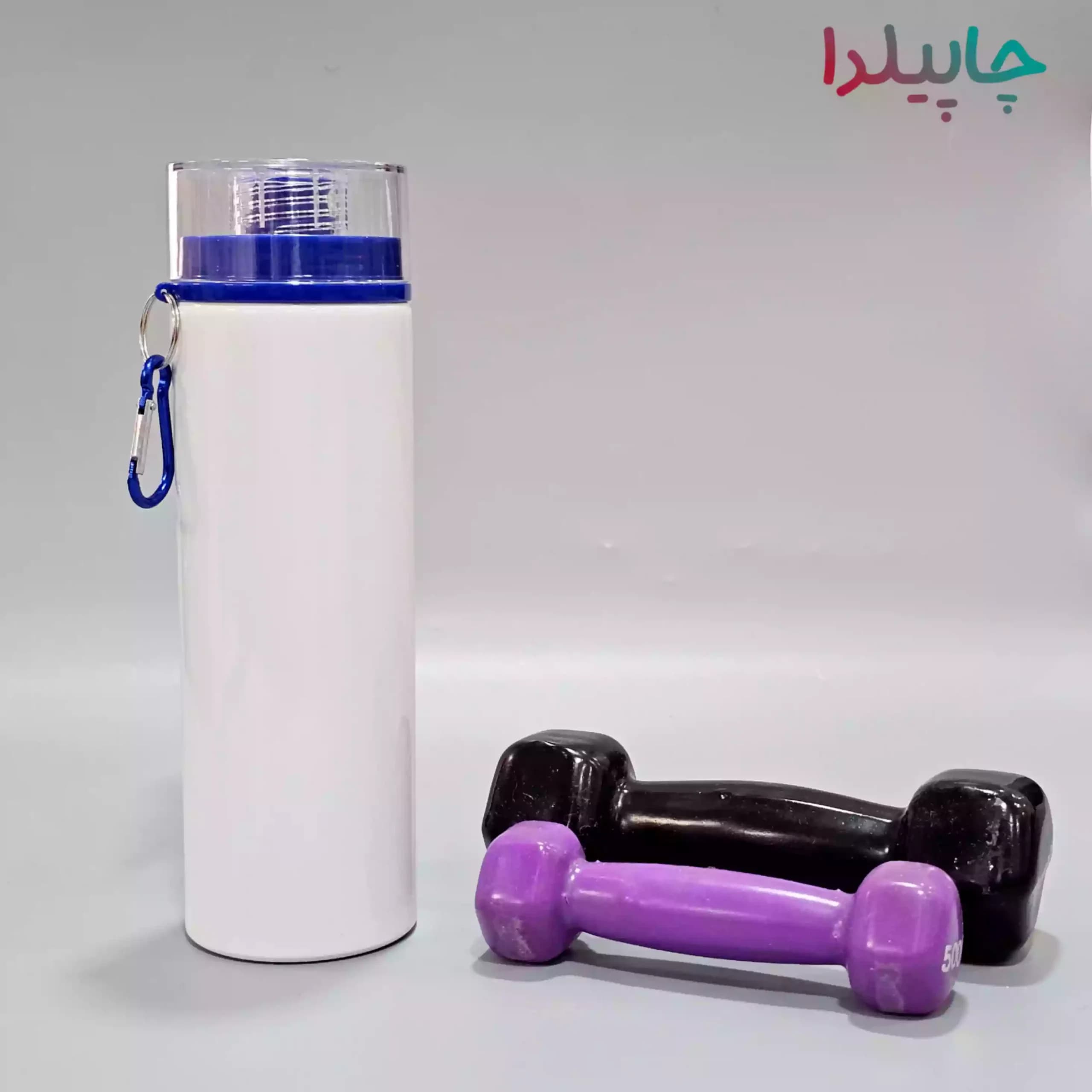 قمقمه فلزی لیوان دار با چاپ عکس دلخواه — تصویر ۵