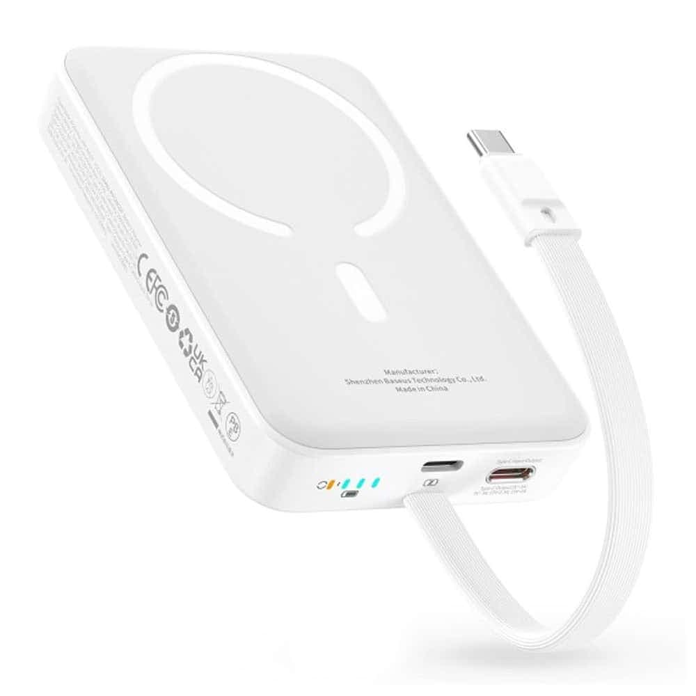 پاوربانک بی‌سیم 30 وات باسئوس مدل Magnetic Mini ظرفیت 10000 میلی آمپر ساعت — تصویر ۱۲
