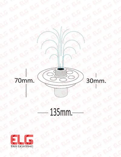 چراغ فواره ای 6 وات لوله 1/2 و 1 اینچ ضد آب 12 ولت Emax — تصویر ۲