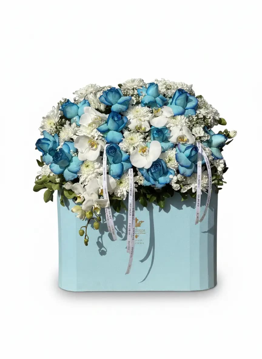 باکس گل رز و ارکیده | Flower long box No.4 | پلتفرم سبز | هایپرمارکت گل و گیاه