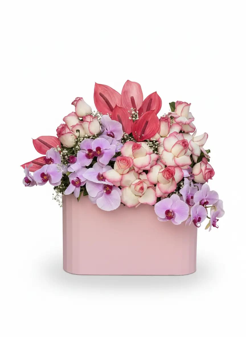 باکس گل آنتوریوم و ارکیده | Green Flower long box No.5 | پلتفرم سبز | هایپرمارکت گل و گیاه