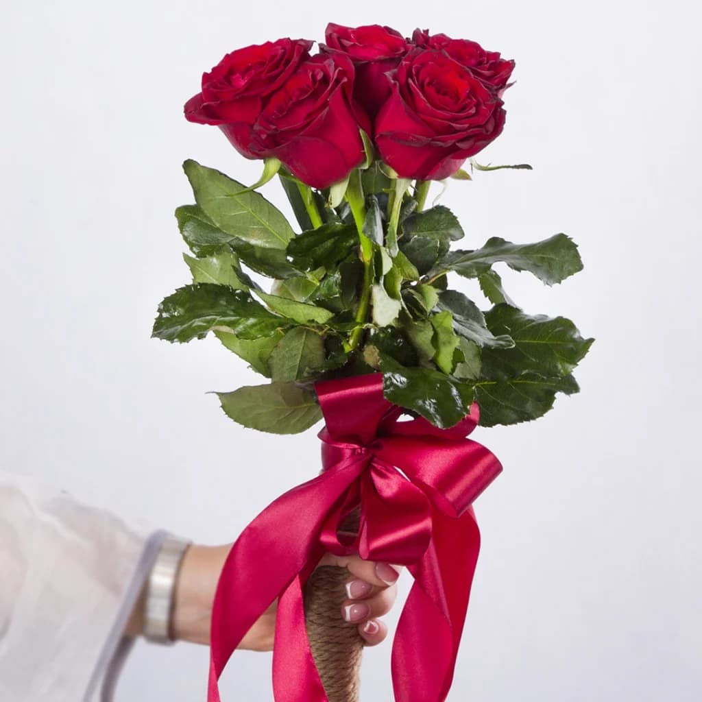 دسته گل رز هلندی قرمز کد 6220 — تصویر ۲