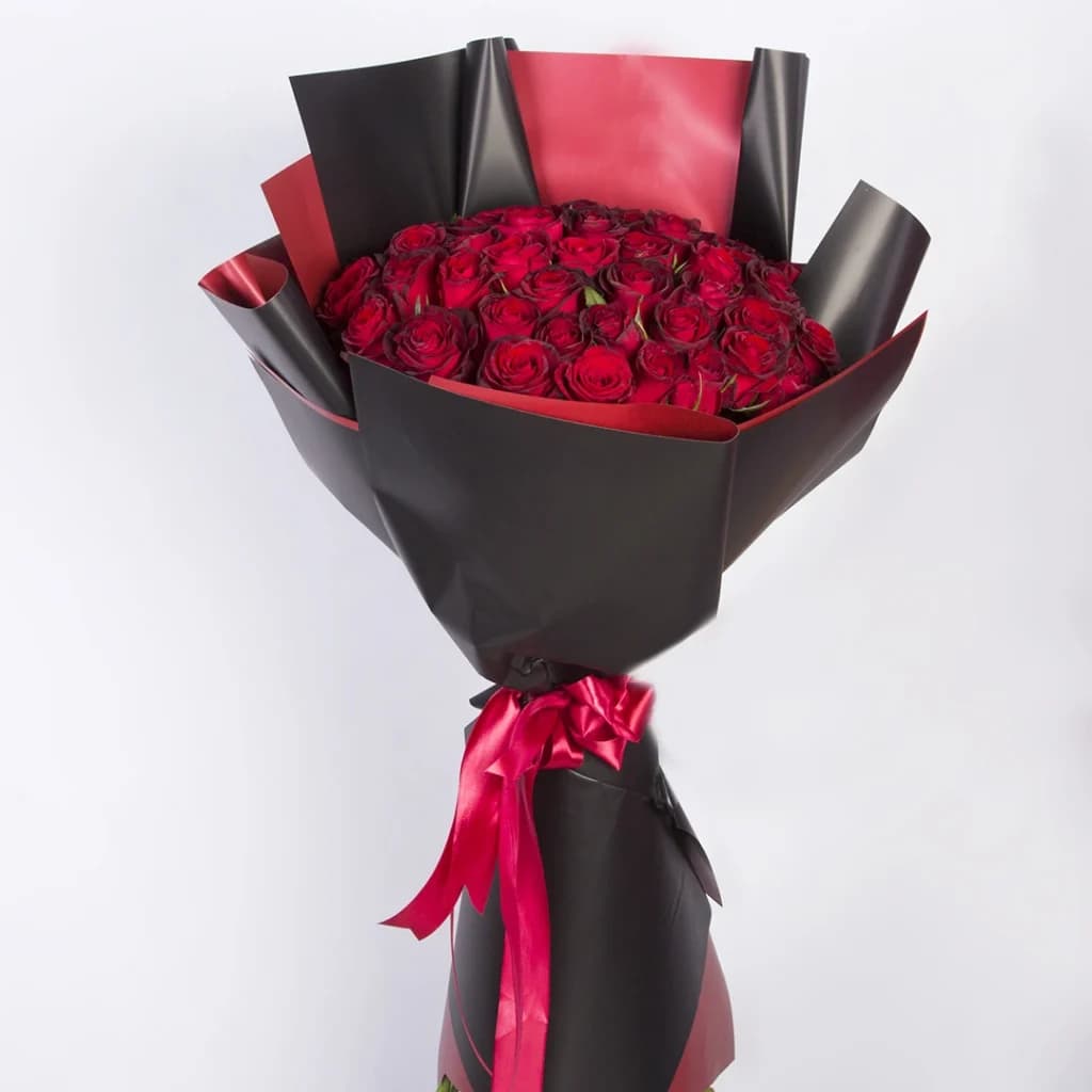 دسته گل رز هلندی قرمز لاکچری کد 6230 — تصویر ۲
