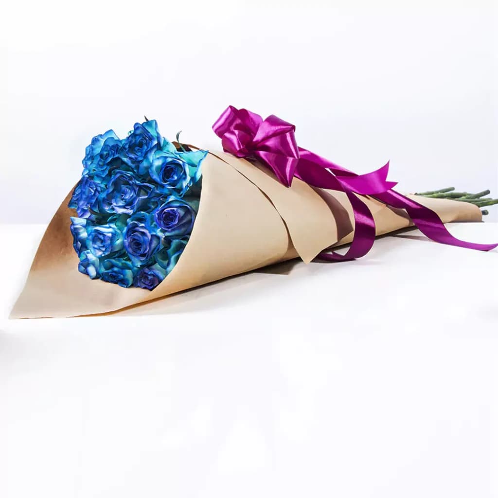 دسته گل رز هلندی آبی کد 6280 — تصویر ۲