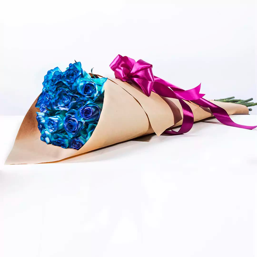 دسته گل رز هلندی آبی کد 6280