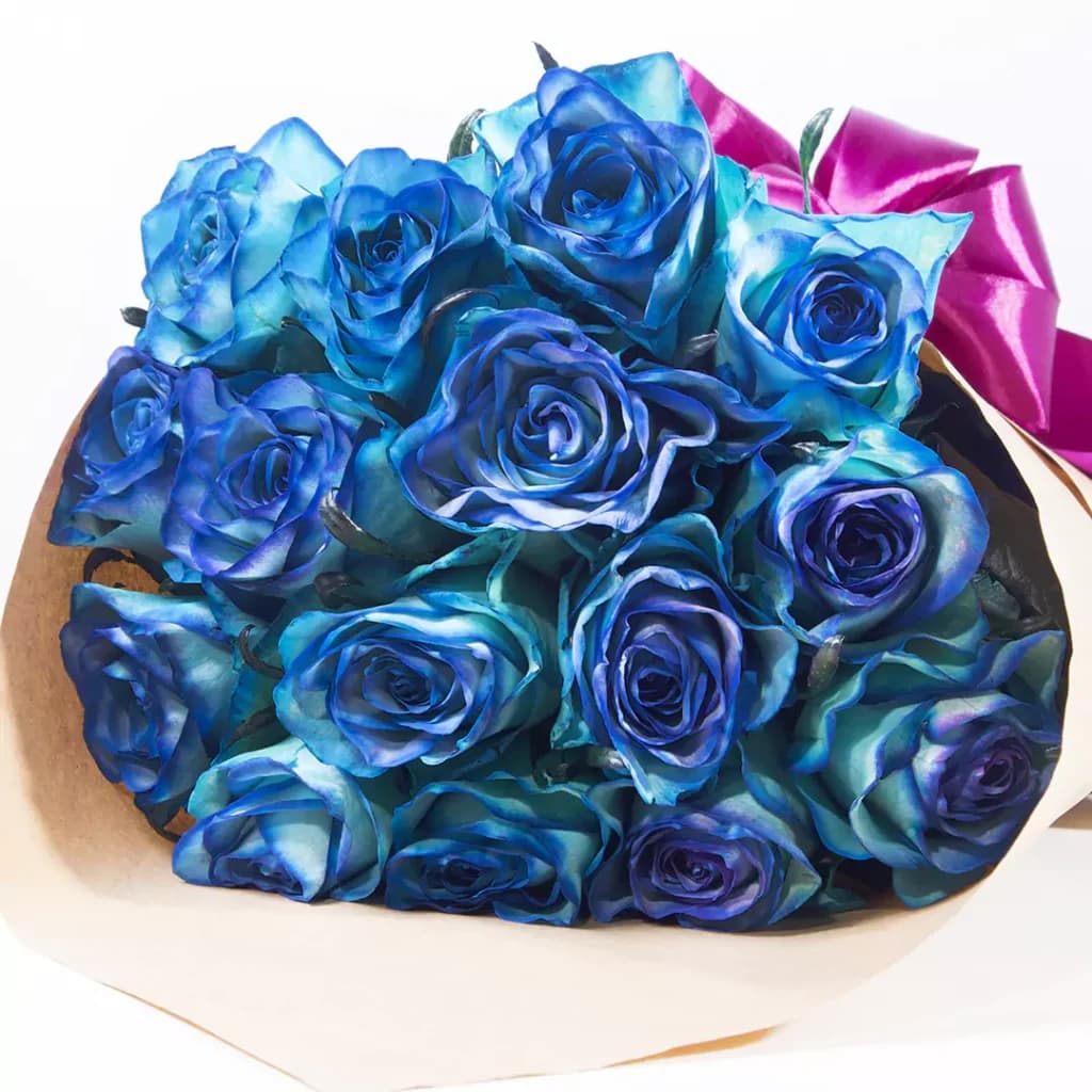 دسته گل رز هلندی آبی کد 6280 — تصویر ۳