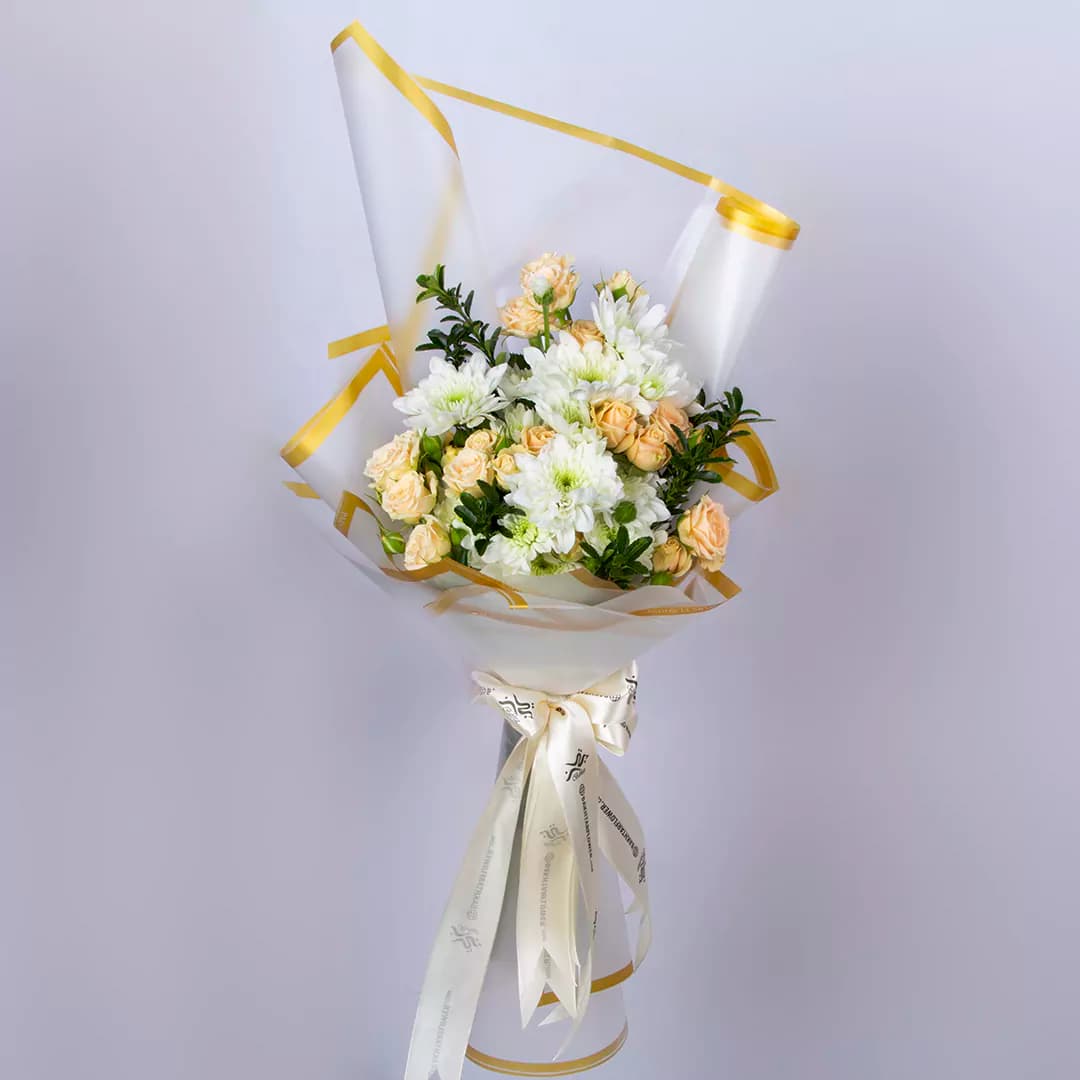 دسته گل هدیه رز مینیاتوری و داوودی کد 6460