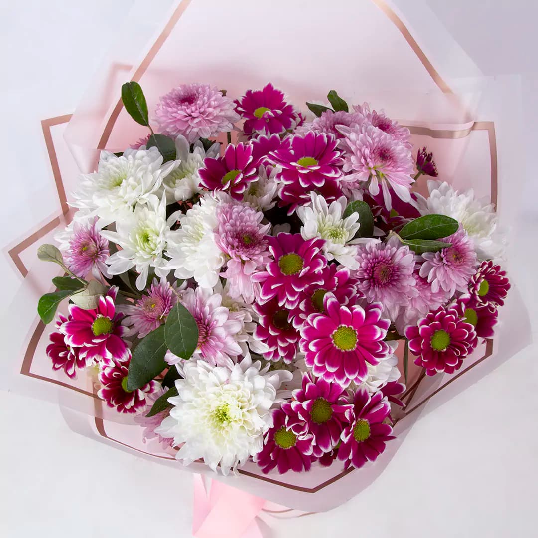 دسته گل هدیه گل داوودی کد 6470 — تصویر ۲