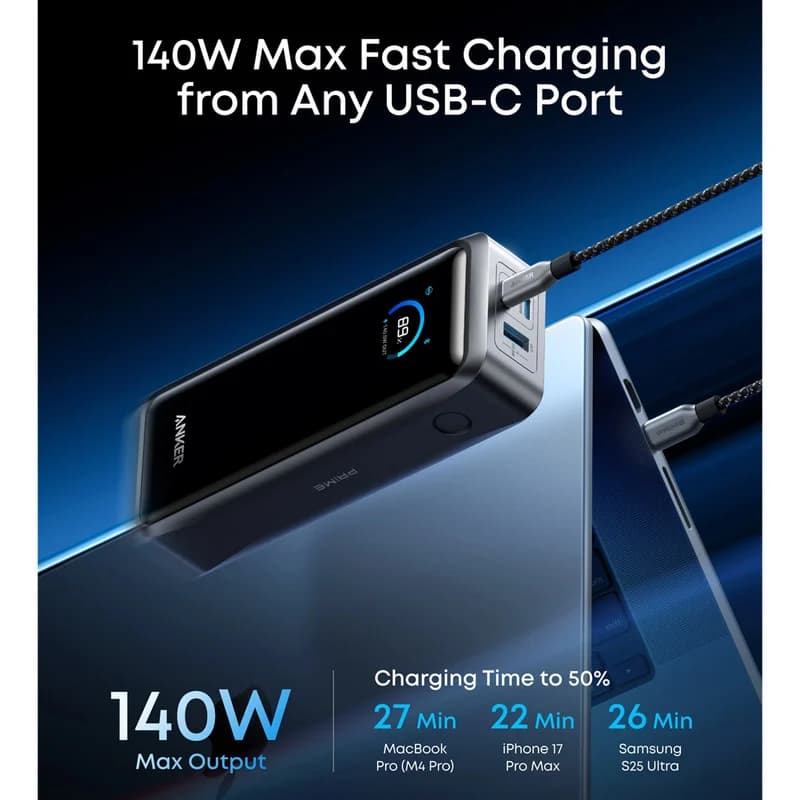 پاوربانک 140 وات انکر مدل A110A ظرفیت 26250 میلی‌آمپرساعت — تصویر ۱۰