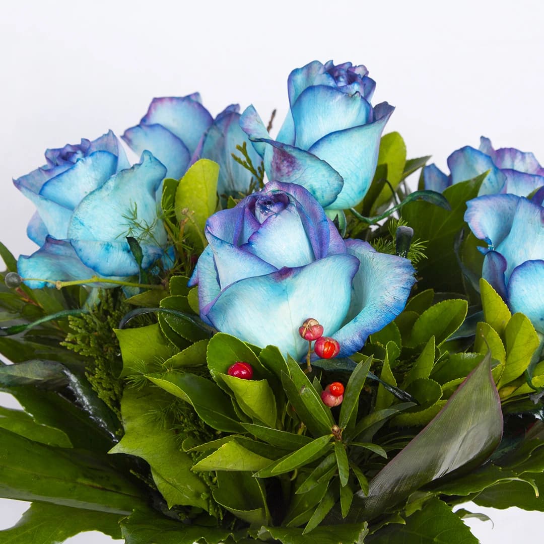 دسته گل رز هلندی آبی کد 6610 — تصویر ۴