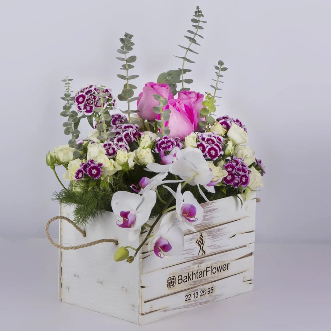 باکس چوبی گل ارکیده و رز کد 4150 — تصویر ۲