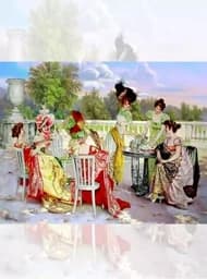 تابلو فرش ماشینی اروپایی چای دخترانه — تصویر ۲