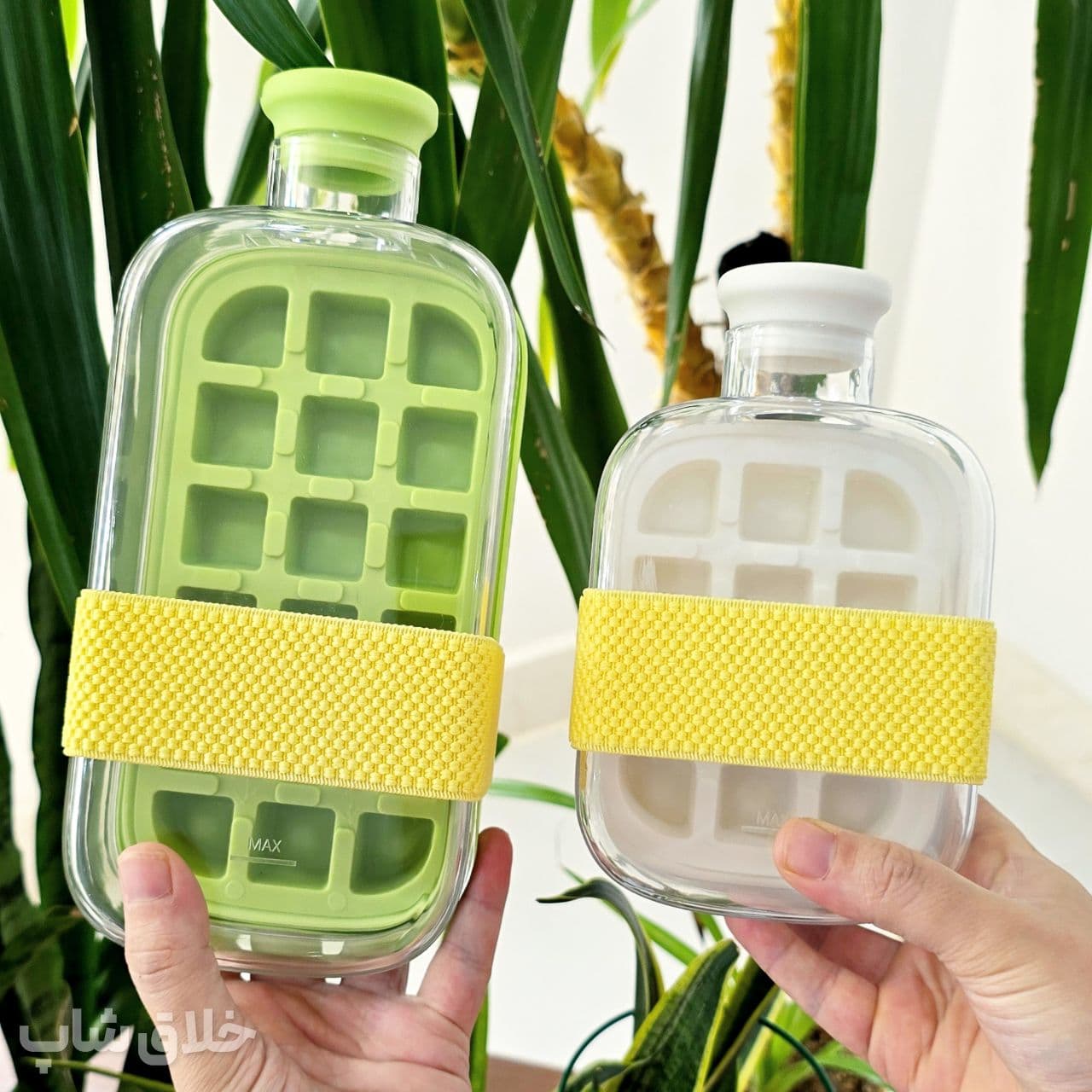 قمقمه یخ ساز نی دار شفاف 800ML — تصویر ۳