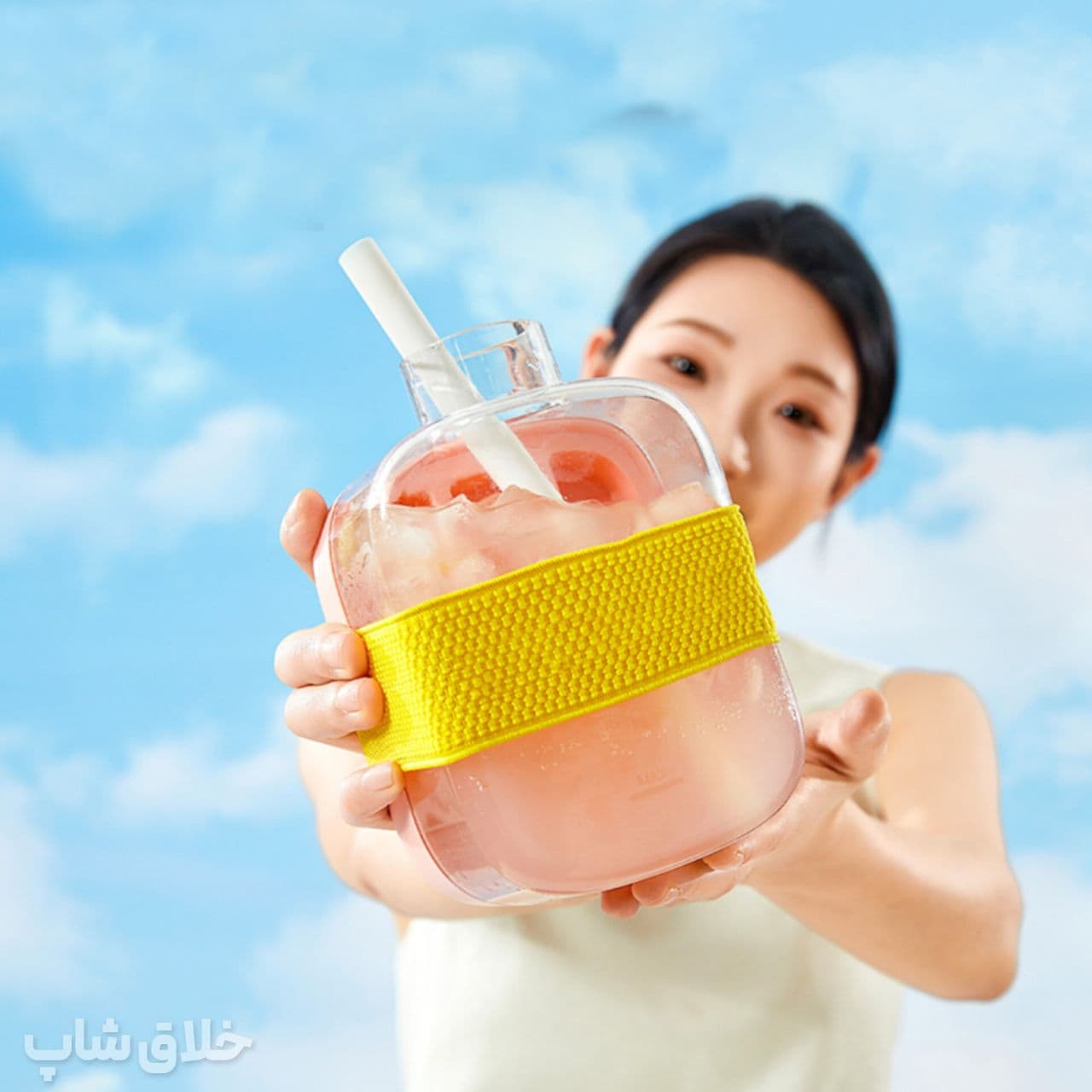 تراول ماگ یخ ساز نی دار شفاف 500ML — تصویر ۸