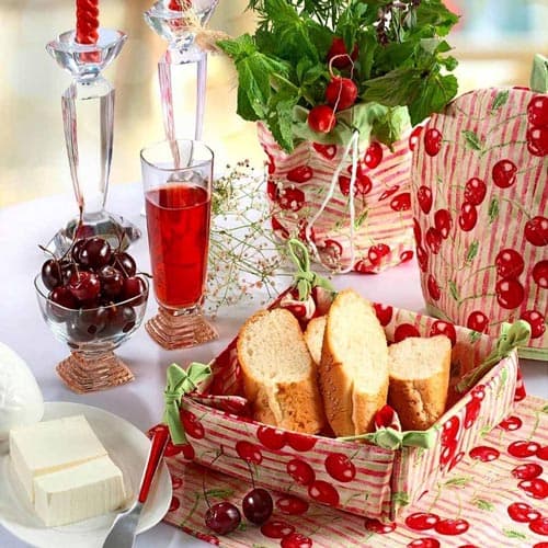 سرویس آشپزخانه 20 تکه رزین تاژ طرح گیلاس کتان