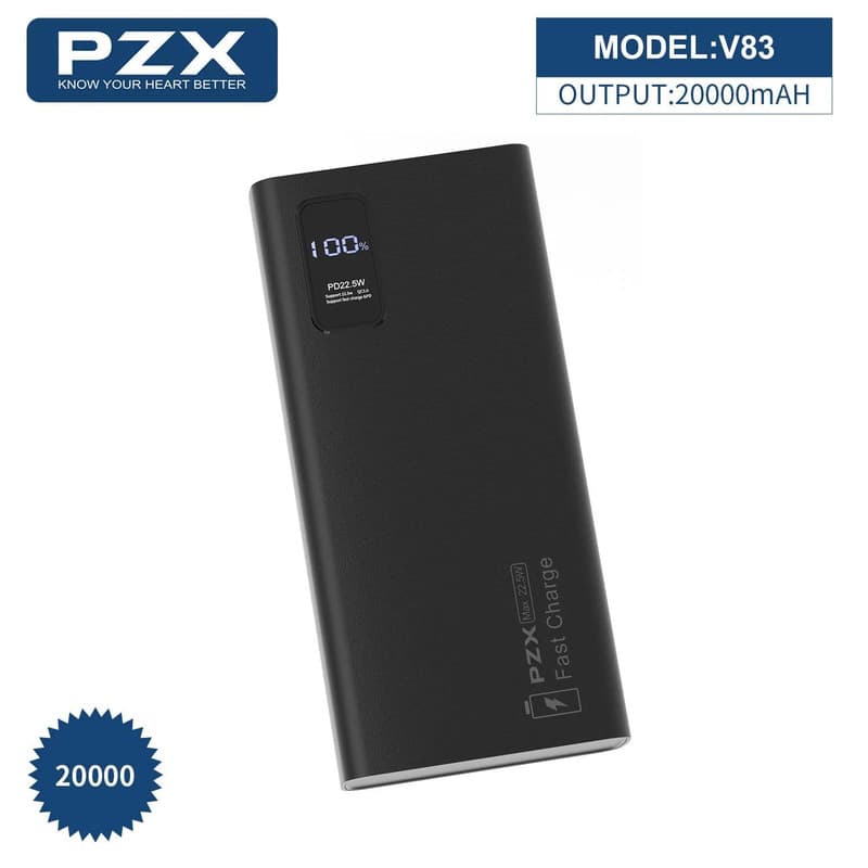 پاوربانک پی زد ایکس مدل V83 Fast Charge 22.5W ظرفیت 20000 میلی آمپر ساعت — تصویر ۳