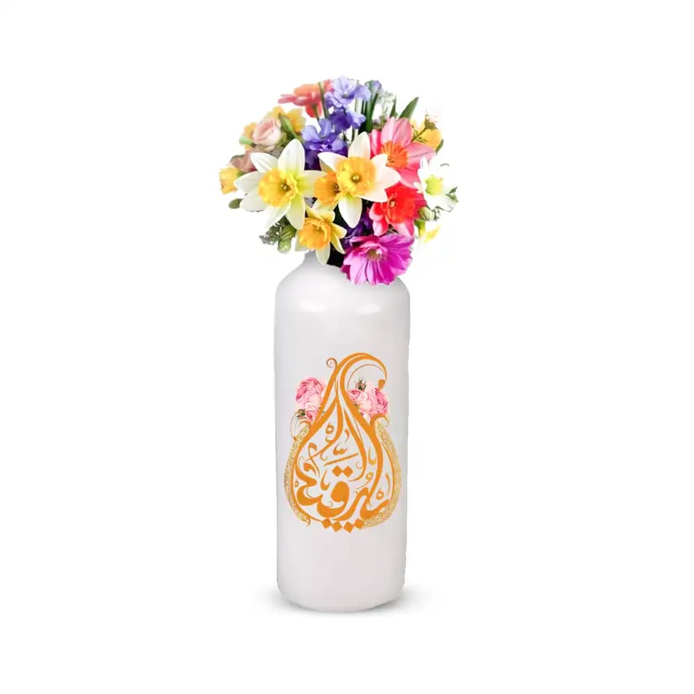 گلدان محرم چینی استوانه ای یا رقیه طرح اشک کد 0478