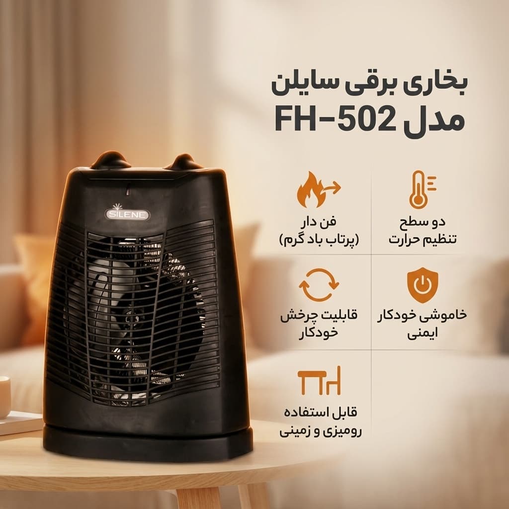 بخاری برقی سایلن مدل FH-502 — تصویر ۴