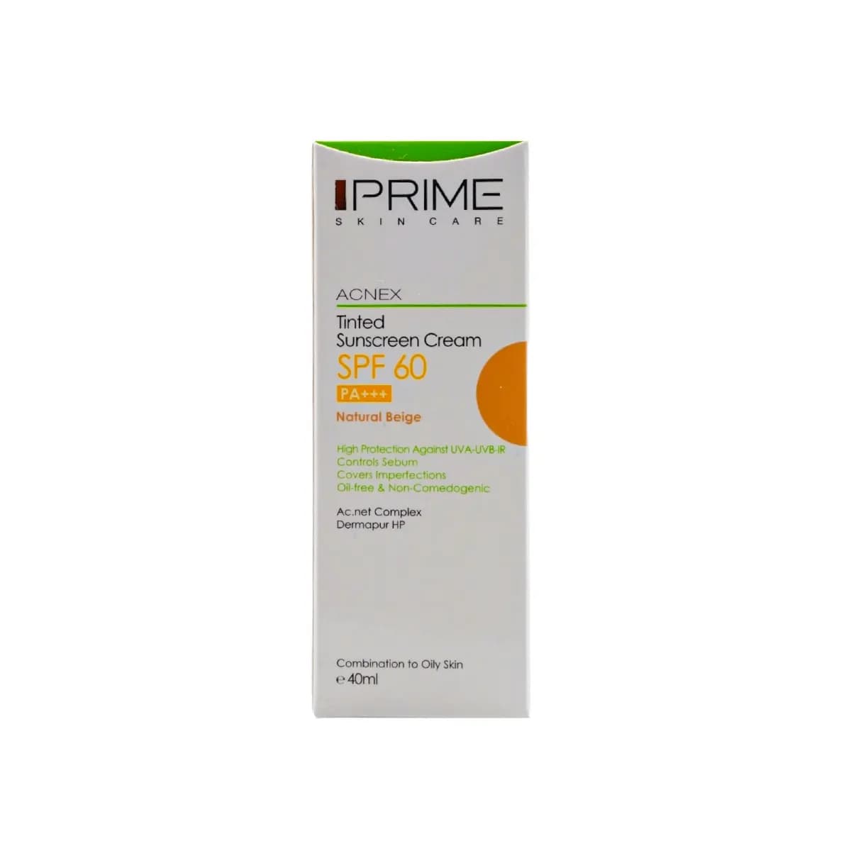 کرم ضد آفتاب رنگی پریم SPF60 مناسب پوست مختلط تا چرب نچرال بژ