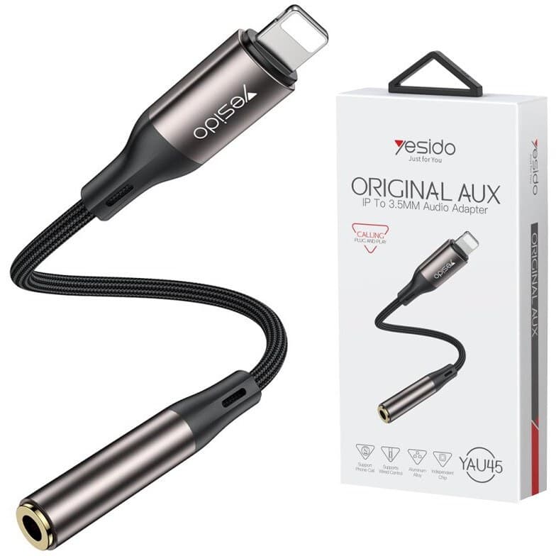 تبدیل Lightning به AUX یسیدو YAU45 طول 13 سانتی متر