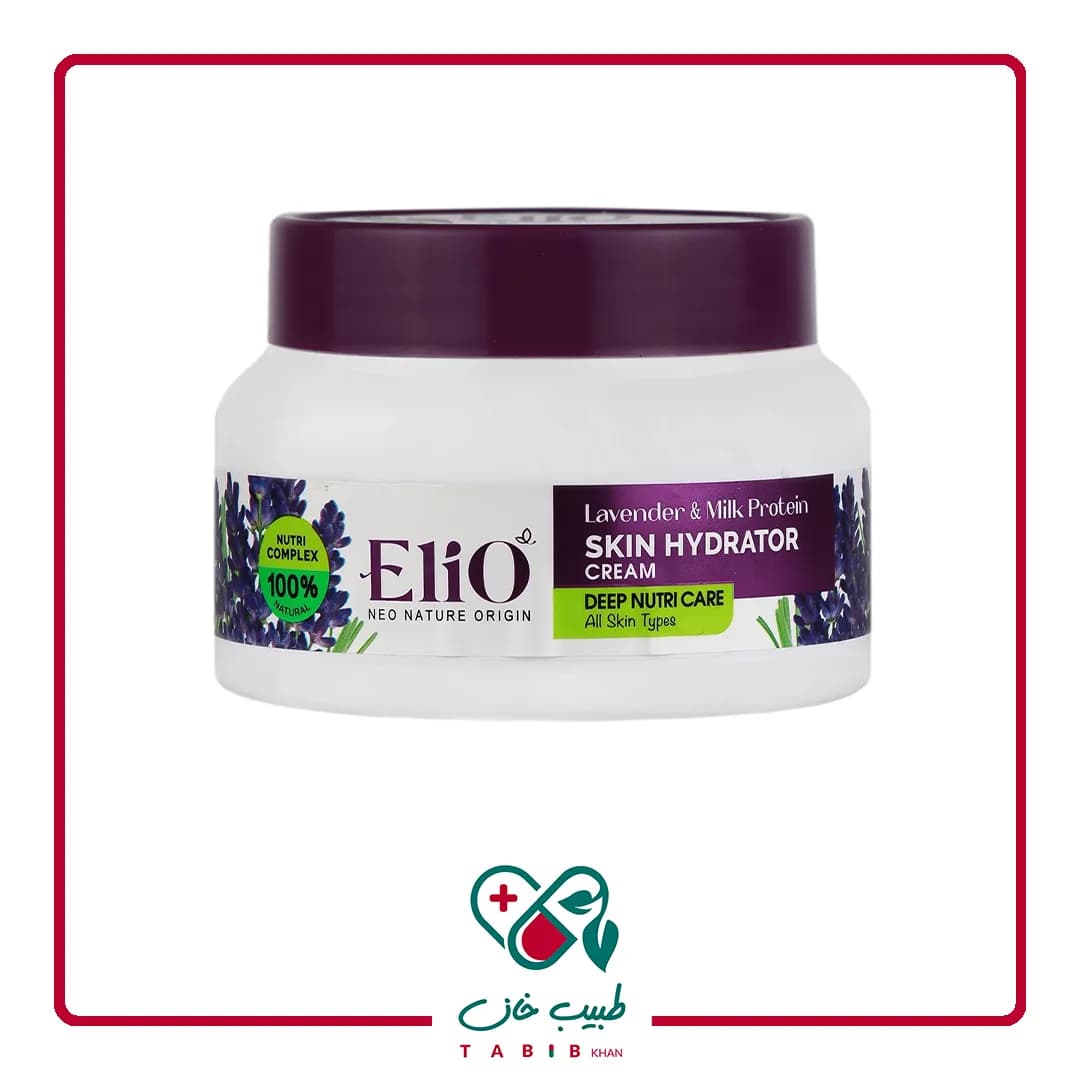 کرم مرطوب کننده اسطوخودوس و شیر الیو 200 میلی لیتر/Lavander And Milk Protein Skin Hydrator Cream Elio