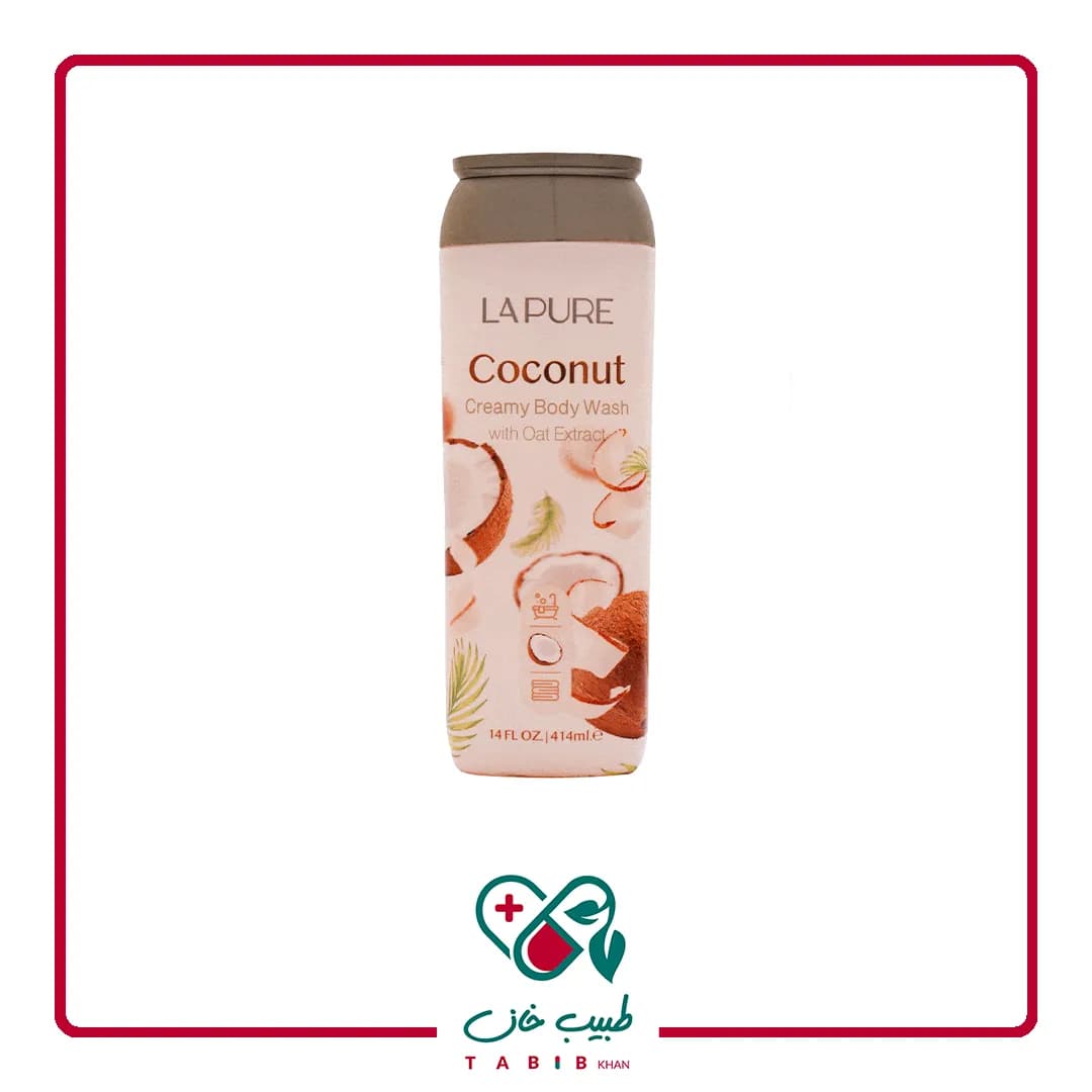شامپو بدن کرمی نارگیل لپیور 414 میلی لیتر/Lapure Coconut Creamy Body Wash 414 ml