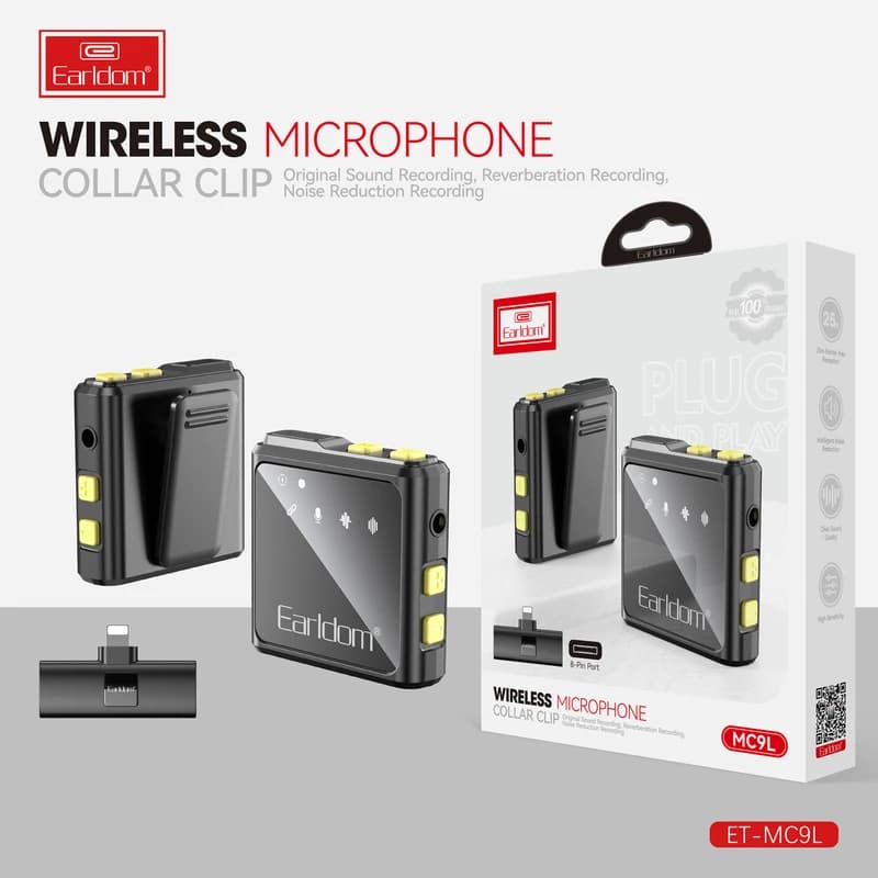 میکروفون یقه ای دوتایی وایرلس ارلدام مدل ET-MC9L با رابط لایتنینگ