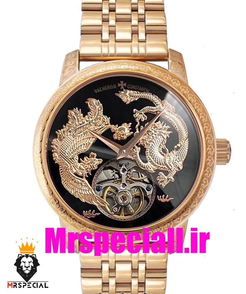 ساعت واشرون کنستانتین دراگون مردانه اتوماتیک رزگلد حکاکی Vacheron Constantin dragon 01616