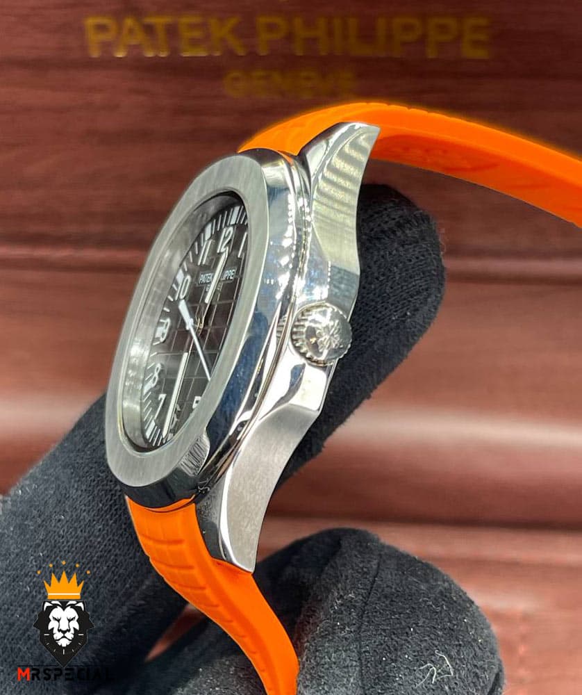 ساعت مردانه پتک فیلیپ اکوانات اتوماتیک بند رابر نارنجی صفحه طوسی 01603 Patek Philippe Aquanaut — تصویر ۴
