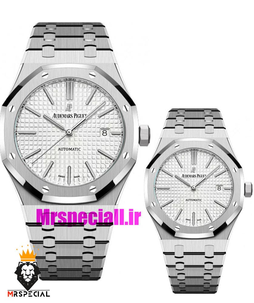 ساعت ست اودمار پیگه مردانه و زنانه استیل صفحه سفید Audemars Piguet Royal 01575