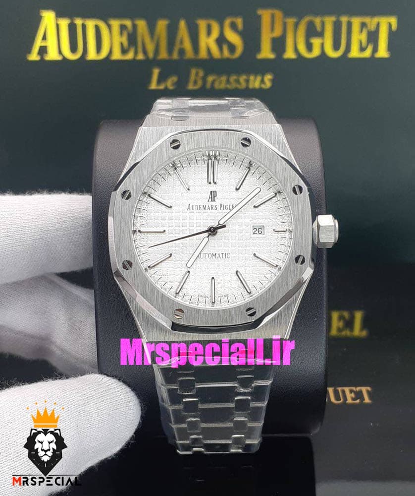 ساعت ست اودمار پیگه مردانه و زنانه استیل صفحه سفید Audemars Piguet Royal 01575 — تصویر ۲