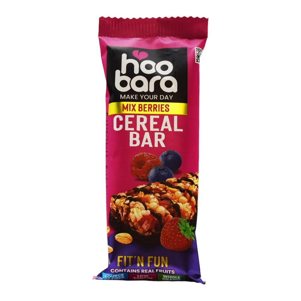 غلات بار هوبارا HOOBARA با طعم میکس توت وزن 30 گرم
