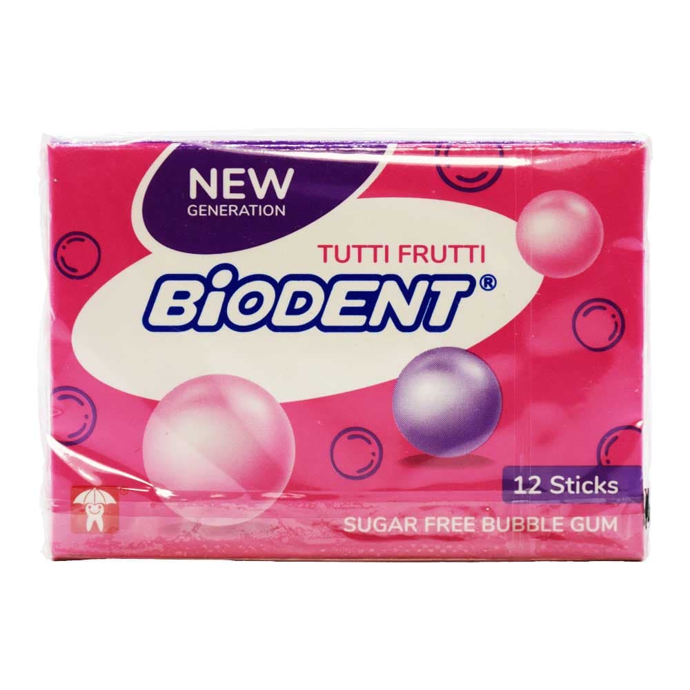 آدامس بدون شکر بایودنت BIODENT با طعم توتی فروتی بسته 12 عددی