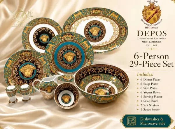 سرویس چینی غذا خوری ورساچه سبز