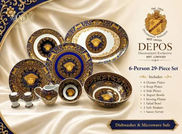 سرویس چینی غذا خوری ورساچه آبی