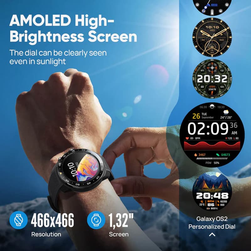 ساعت هوشمند 48 میلی‌متری میبرو مدل GS Explorer S با بند سیلیکونی — تصویر ۸