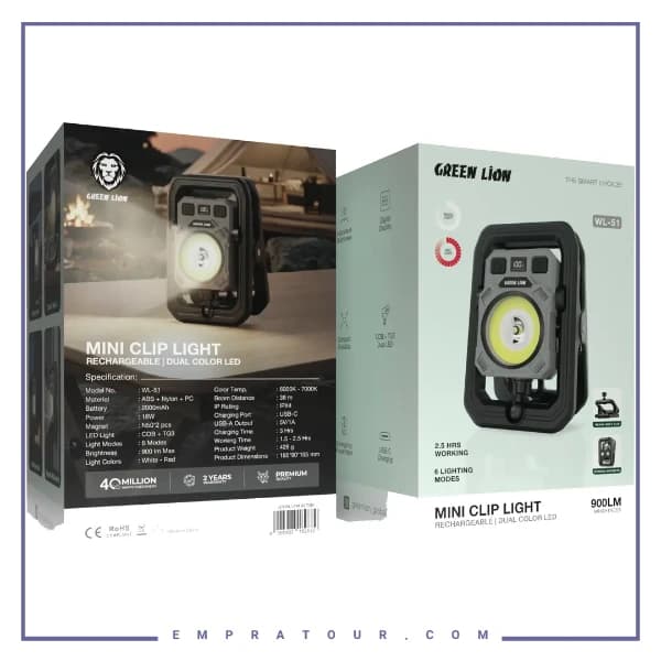 چراغ LED شارژی کمپینگ گرین لاین Green Lion GNWL51MWLTBK — تصویر ۳