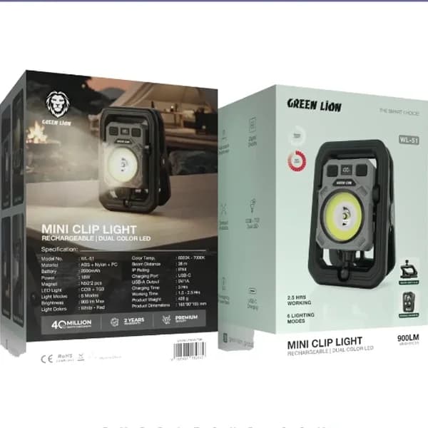 چراغ LED شارژی کمپینگ گرین لاین Green Lion GNWL51MWLTBK — تصویر ۱۱
