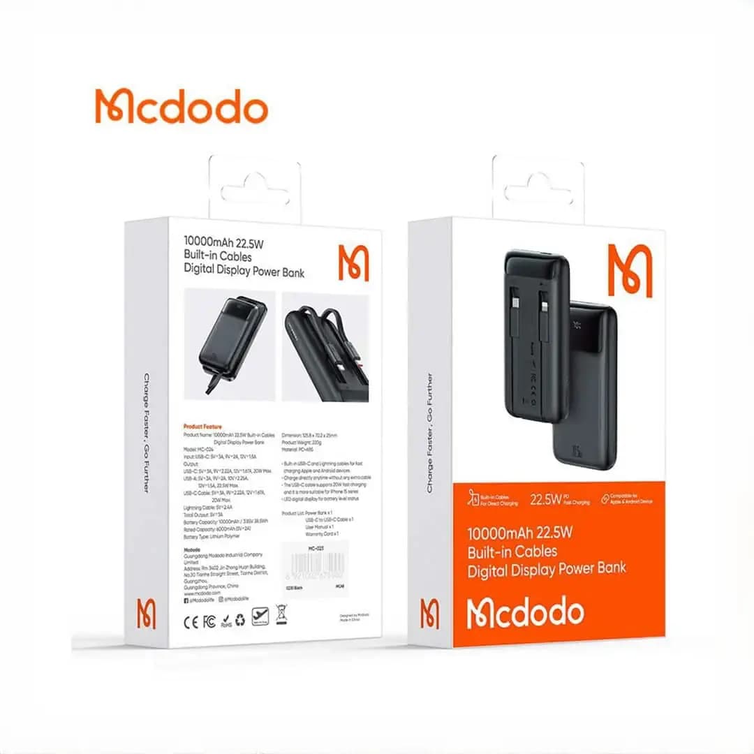 پاوربانک 10000 با کابل 22.5 وات مک دودو MC-024 — تصویر ۹