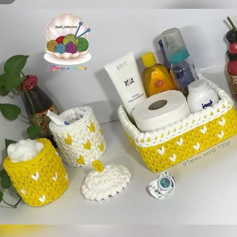 ست نظم دهنده لوازم ارایش و سیسمونی زردو سفید