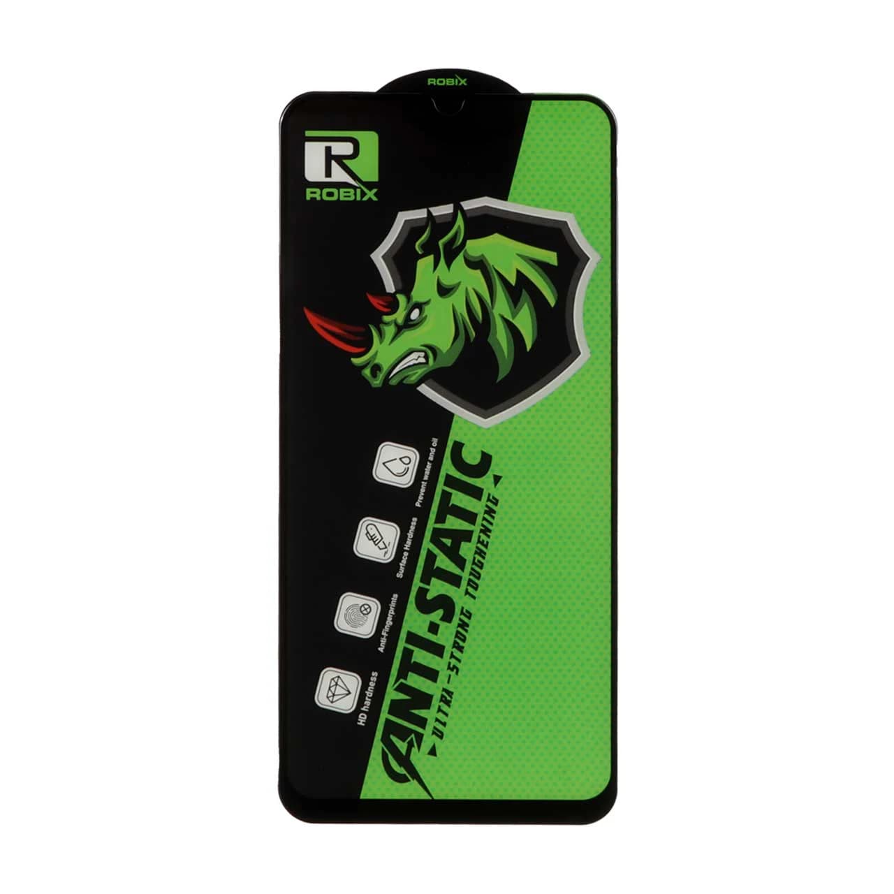 محافظ صفحه نمایش شیشه ای Full Cover Robix Anti Static ESD مدل Samsung Galaxy A20 / A30 / A30S / A50 / A50S / M10S / M21 / M21S / M30 / M30S / M31 / Redmi Note 7 / Note 7 pro / Note 7s / Honor 9a / Y6p — تصویر ۳