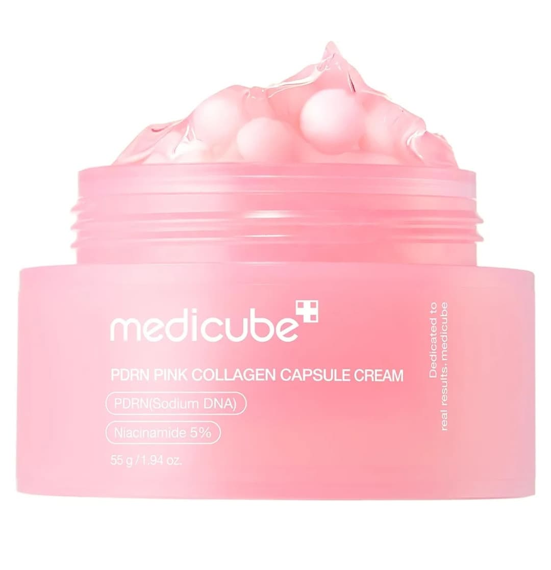 کرم کپسولی PDRN و کلاژن صورتی مدی کیوب 55 گرم medicube – PDRN Pink Collagen Capsule Cream — تصویر ۲