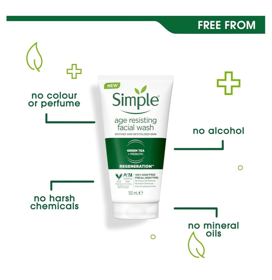 ژل شستشو ضد پیری مدل Age Resisting سیمپل | 150 میل Simple Simple Age Resisting Facial Wash 150 ml — تصویر ۲