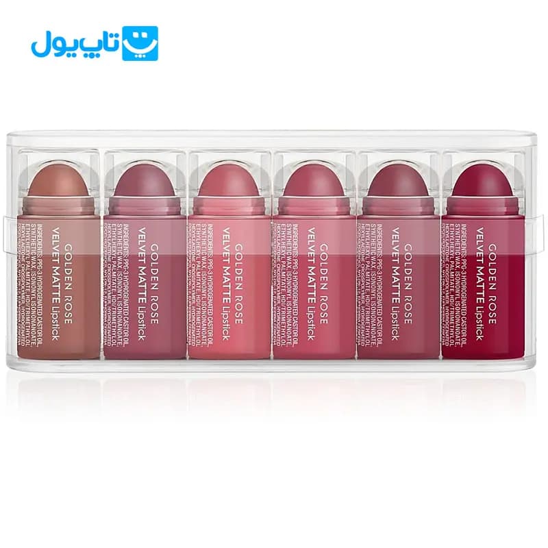 رژ لب جامد گلدن رز Golden Rose مدل Velvet Matte Lipstick mini سایز مینی بسته 6 عددی