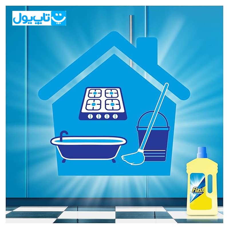 مایع شوینده و چربی‌زدا زمین فلش Flash حاوی روغن پوست پرتقال حجم 1 لیتری — تصویر ۳