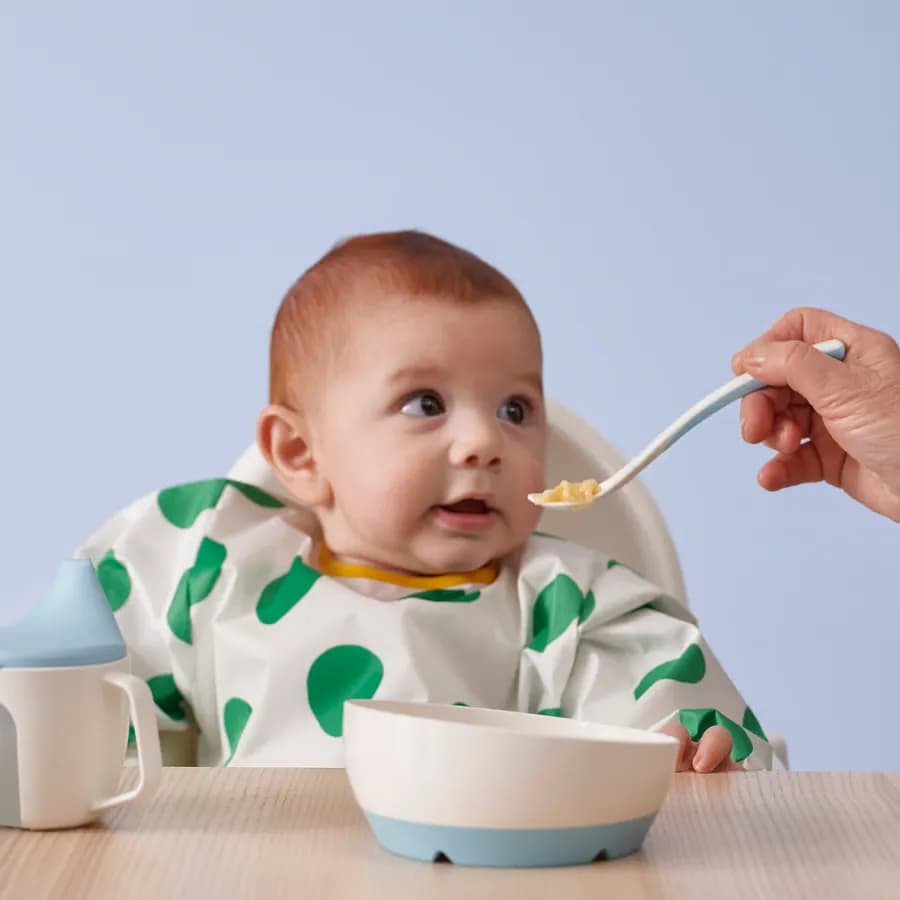 قاشق غذاخوری و قاشق نوزاد ایکیا مدل BORJA، سفید/آبی — تصویر ۳