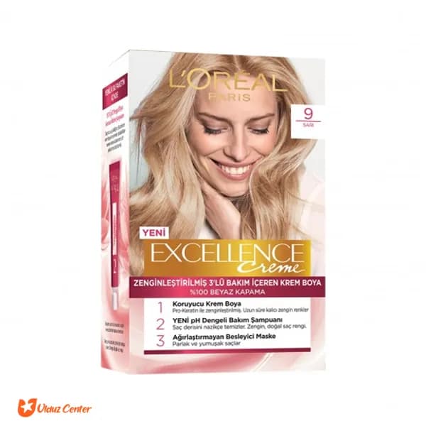 کیت رنگ مو لورال بلوند روشن سری EXCELLENCE شماره 9